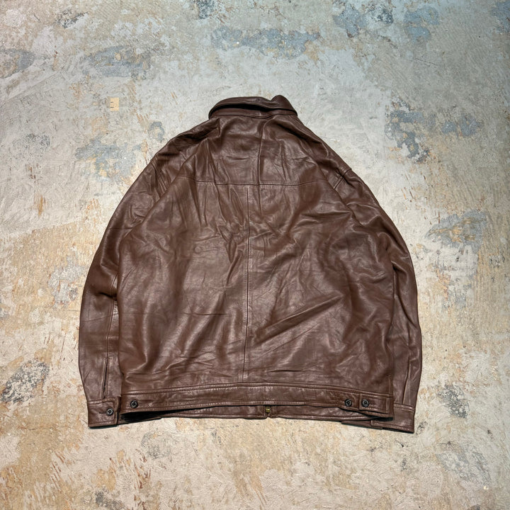 Used clothing 90's POLO by Ralph Lauren/ Polo Ralph Lauren/ Lamb leather swing top jacket/ Houndstooth/ Size L