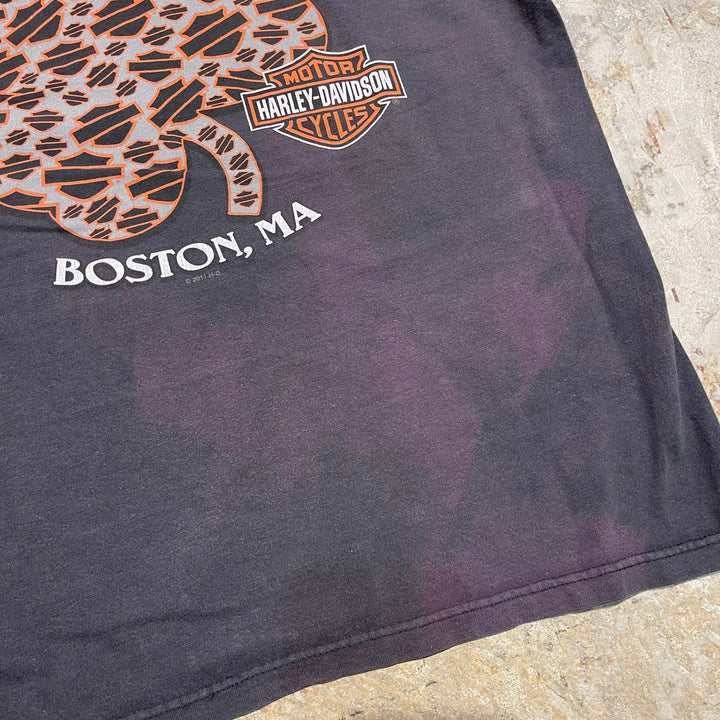 Used clothing Made in USA Harley-Davidson / Boston Massachusetts Store / Printed T-shirt / Size L