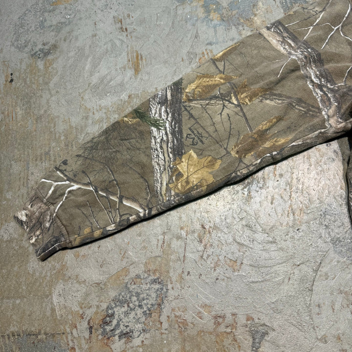 旧衣服BERNE OUTDOOR/真正的树木图案拉链连帽衫/尺寸M