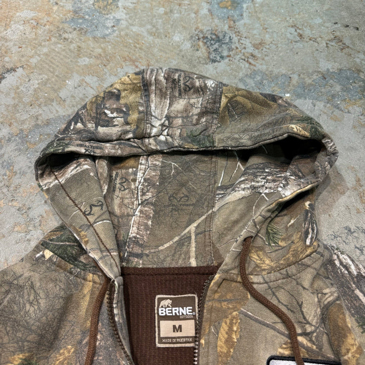 旧衣服BERNE OUTDOOR/真正的树木图案拉链连帽衫/尺寸M