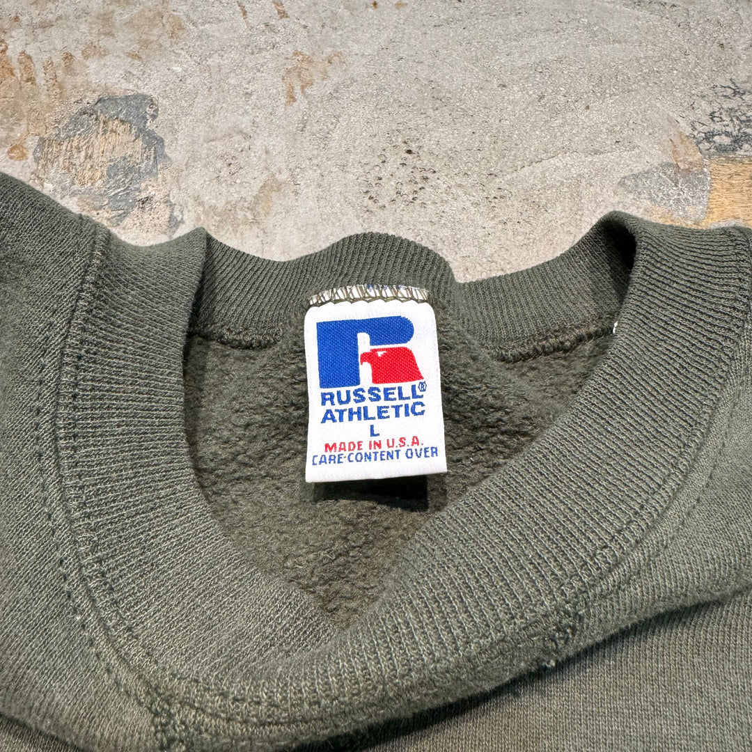 Used clothing Made in USA 80's~ RUSSELLATHLETIC/Russell Athletic/Crew neck blank sweatshirt/Plain/Size L