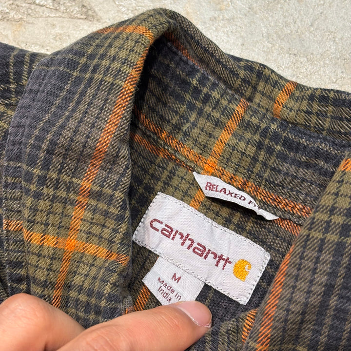 중고 의류 Carhartt/Carhartt/Button-Down 긴 슬리브 셔츠/점검 패턴/크기 m