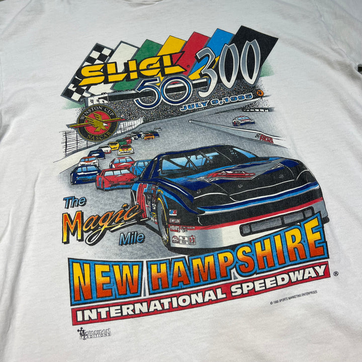 古着 USA製 95's フルーツオブザルーム / ニューハンプシャー・モータースピードウェイ / 1995年 NASCAR ウィンストンカップ / カーレース / ヴィンテージ シングルステッチ プリントTシャツ/サイズL
