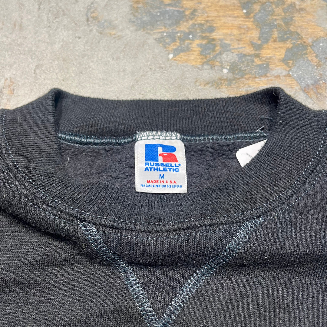 Used clothing Made in USA 80's~ RUSSELL ATHLETIC/ Russell Athletic/Crew neck blank sweatshirt/Plain/Size M