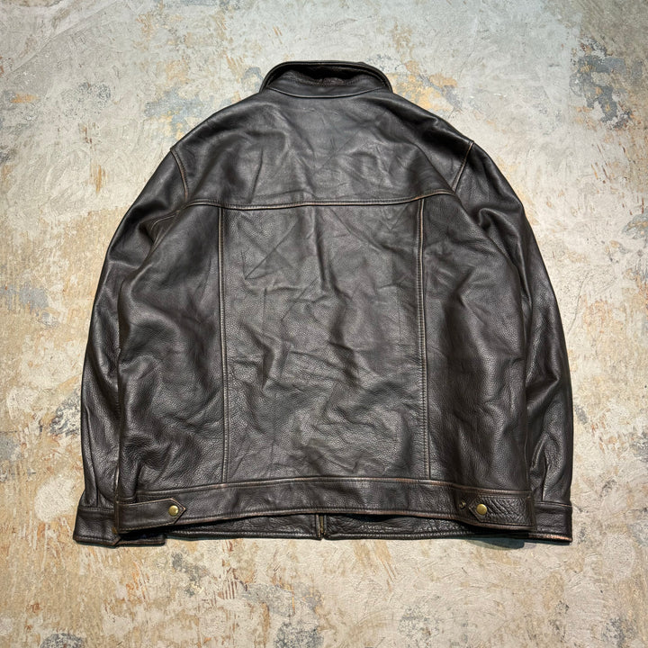 중고 의류 usavintage/zip-up 가죽 자켓/크기 XL
