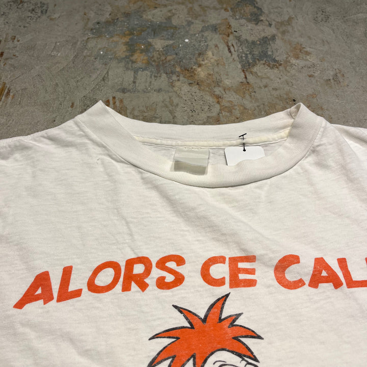 #4780 古着 80's DROOPY ドルーピー/カートゥーンアニメ トムとジェリー/ヴィンテージ シングルステッチ Tシャツ/サイズL