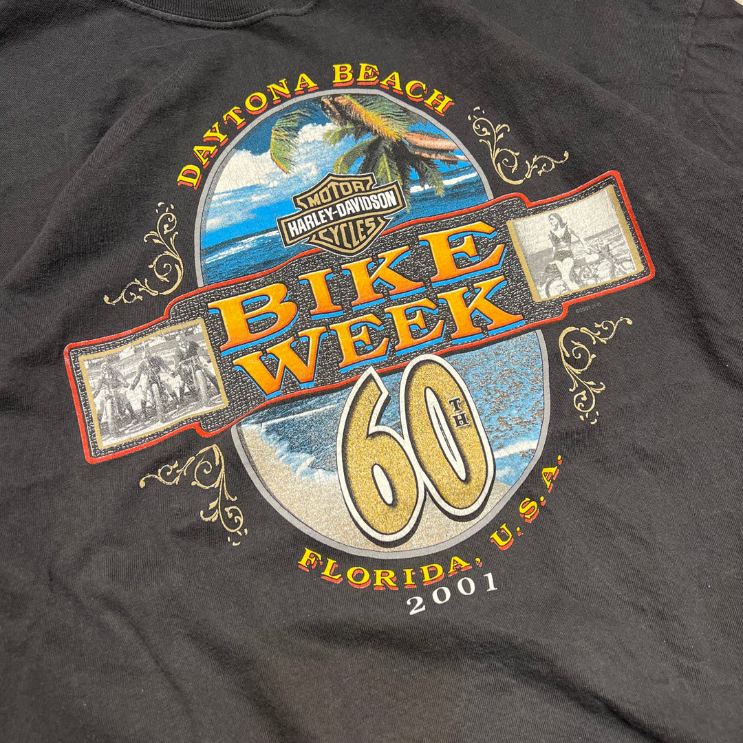 Used clothing Harley-Davidson / Harley Davidson / Hanes body / Daytona Beach Bike Week, Florida / 60th anniversary / Printed T-shirt / Size XL
