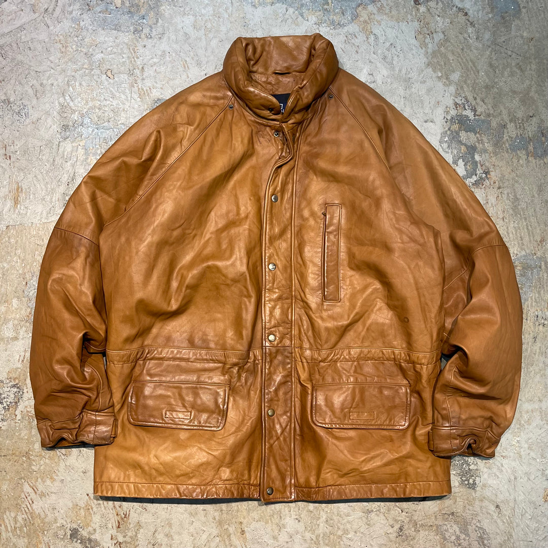 Used clothing 90's~ POLO by Ralph Lauren/ Polo Ralph Lauren/ Genuine leather down coat/ Lining check/ Size L