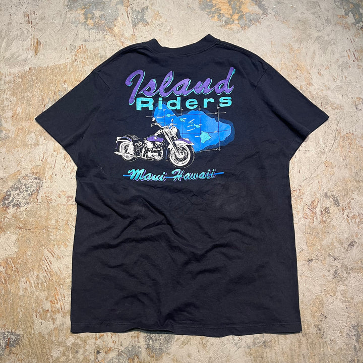 古着 USA製 アメリカンスチール/アイスランド/ライダース/マウイ・ハワイ/バイク/Tシャツ/サイズL