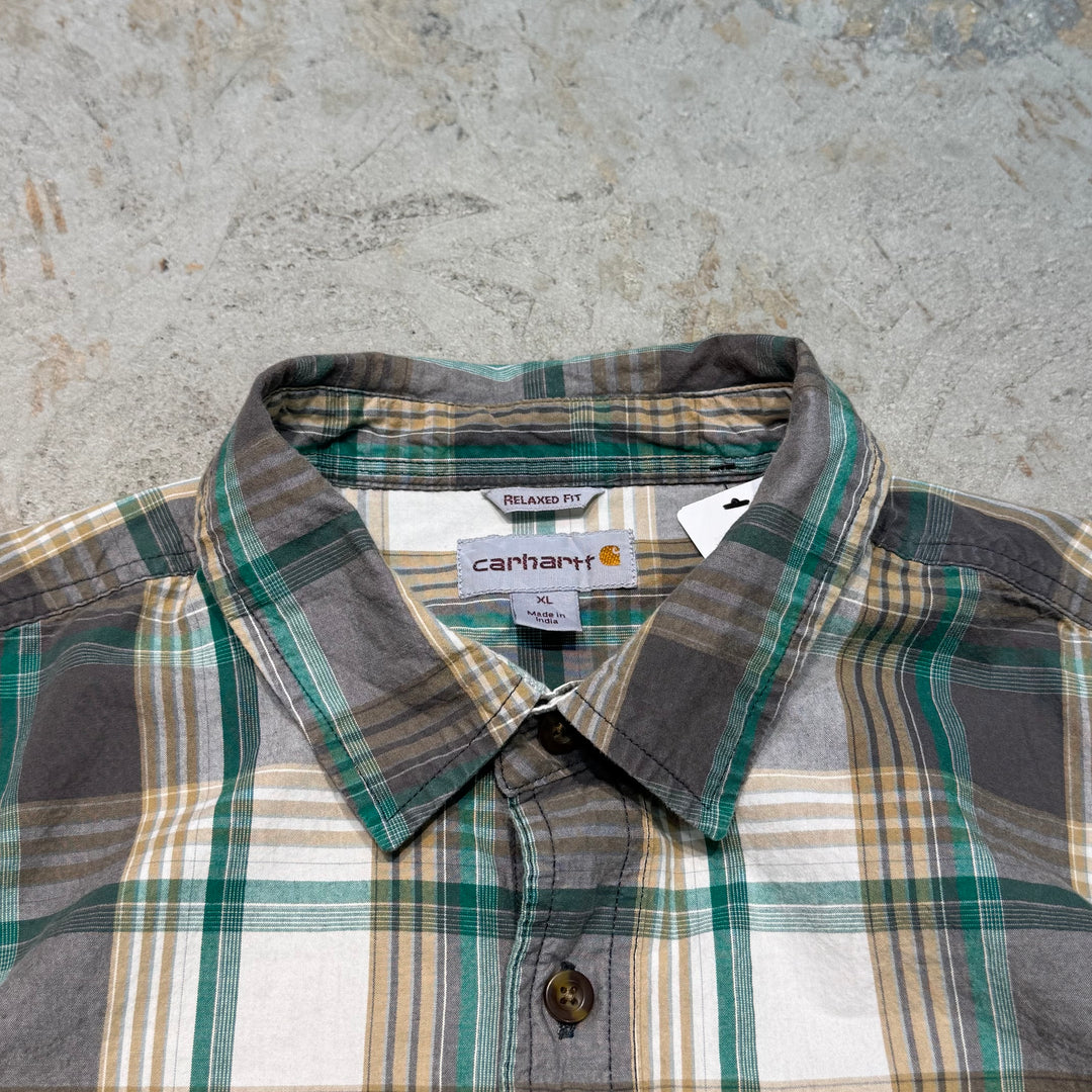 Used clothing carhartt/Carhartt/Button-down short sleeve shirt/Checked pattern/Size XL