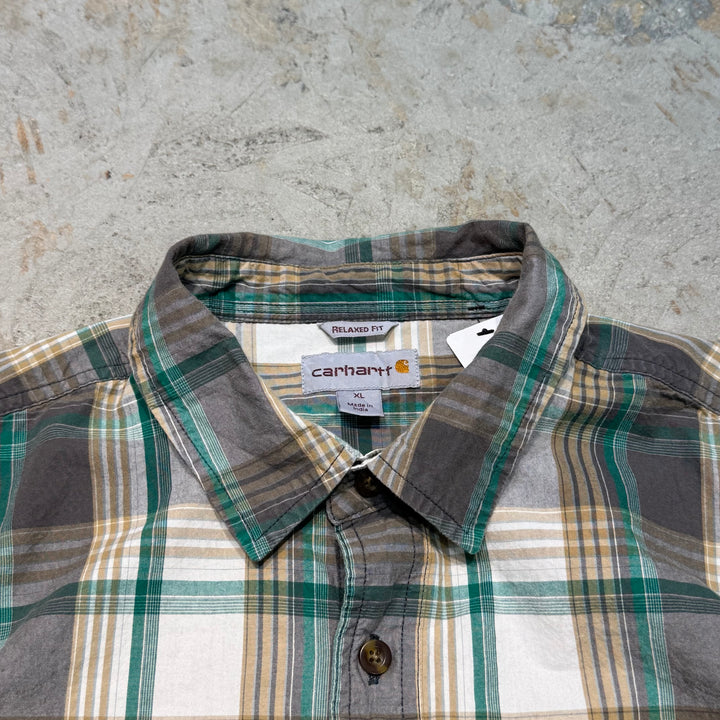 Used clothing carhartt/Carhartt/Button-down short sleeve shirt/Checked pattern/Size XL