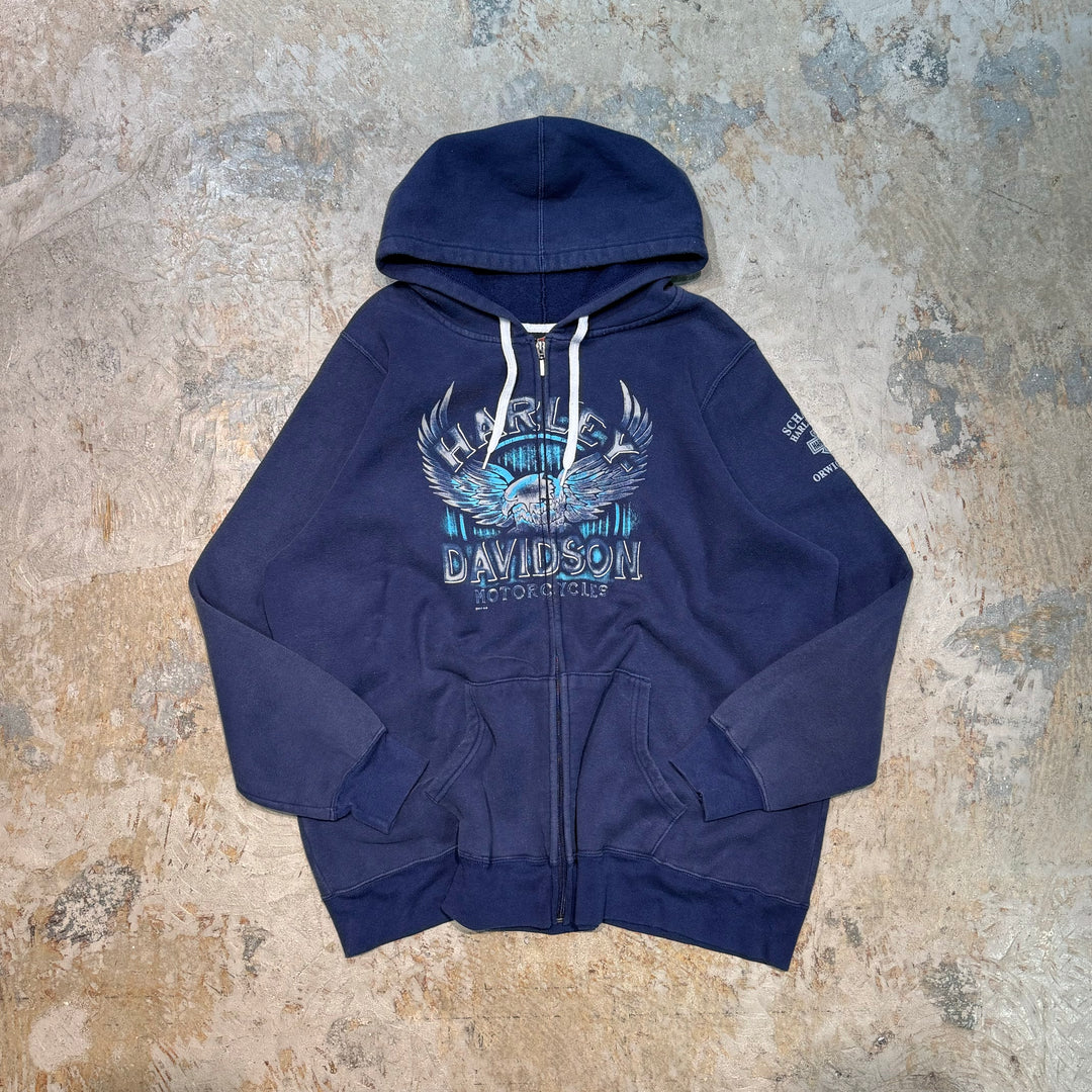 Used clothing HARLEY-DAVIDSON/ Harley Davidson/ Sweat zip-up hoodie/ Eagle/ Owigsburg, Pennsylvania/ Equivalent to size XL