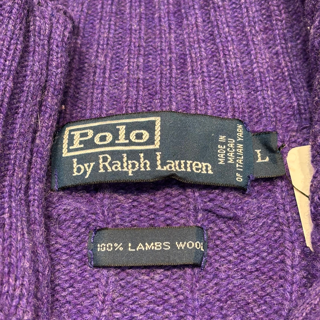 Used clothing 90's ~ POLO by Ralph Lauren/ Polo Ralph Lauren/ Half zip knit sweater/ Size L