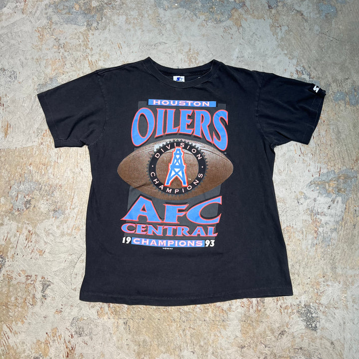 古着 USA製 93's STARTER/スターター / ヒューストン・オイラーズ / NFL / AFC セントラル / 1993年優勝 / ヴィンテージ シングルステッチ プリントTシャツ/サイズL