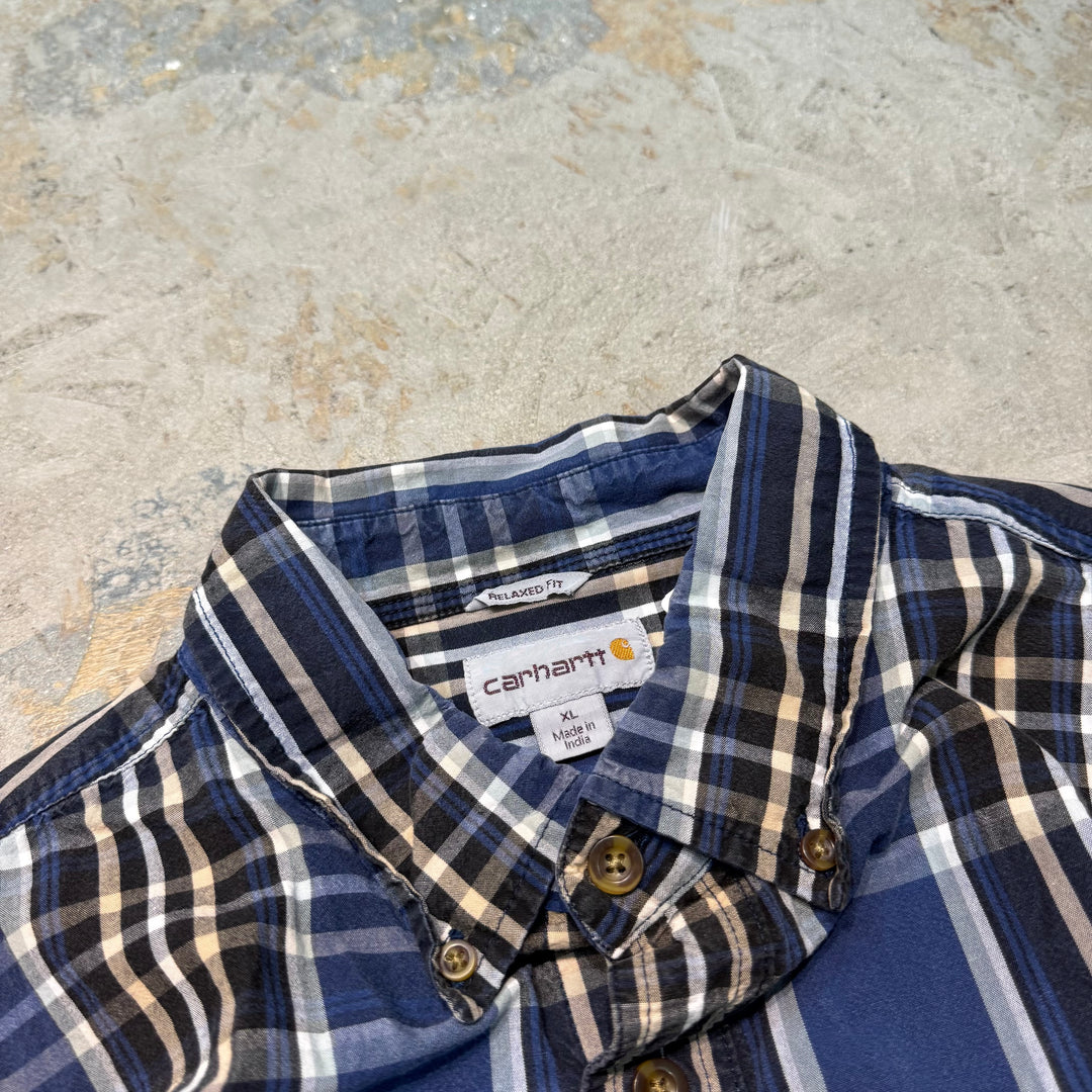 Used clothing carhartt/ Carhartt/ Button-down short sleeve shirt/ Checkered pattern/ Size XL