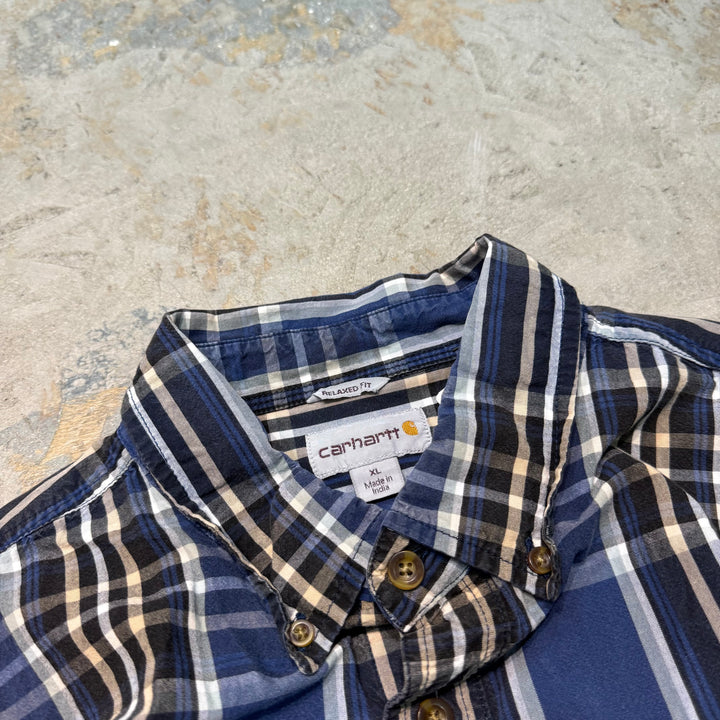 Used clothing carhartt/ Carhartt/ Button-down short sleeve shirt/ Checkered pattern/ Size XL