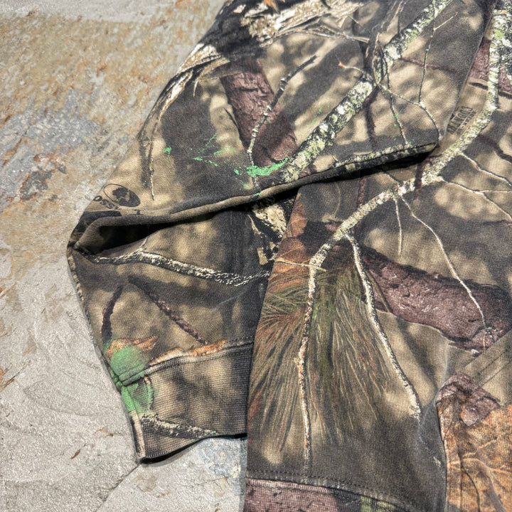 旧衣服MOSSY OAK/莫西橡树/真实树图案拉链连帽衫/尺寸XL