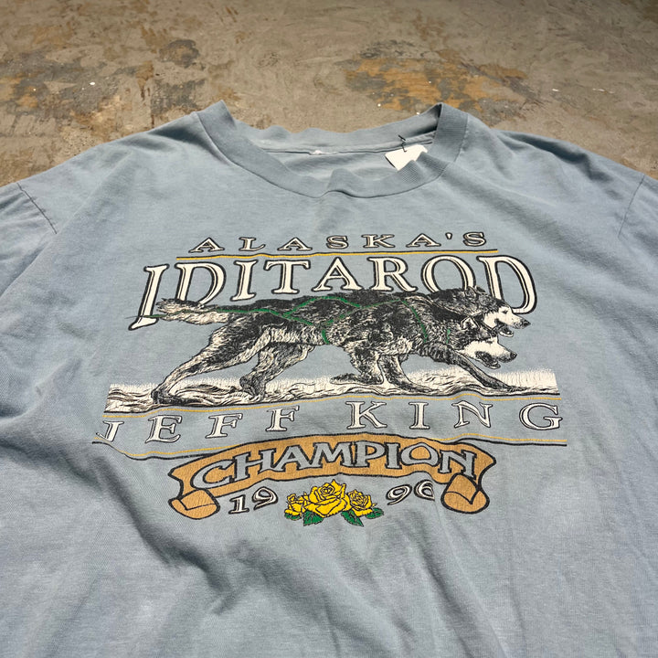 古着 96's アラスカのイディタロッド・トレイル犬ぞりレース/ヴィンテージ シングルステッチプリントTシャツ/サイズL相当