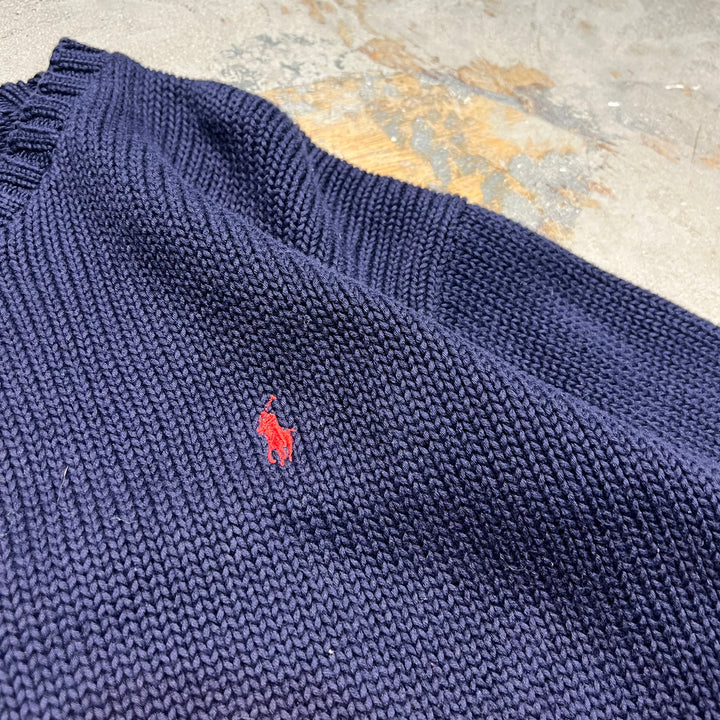 #3706 古着 POLO by Ralph Lauren/ラルフローレン / Cotton knit V Neck Sweatrer Shirts/コットLンニットVネックセーター/サイズL