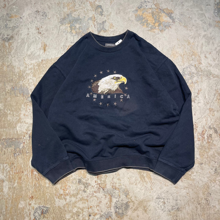 #4111 古着 Unknow/Crew Neck Sweat Shirt/クルーネックスウェット/アニマル刺繍/サイズXL