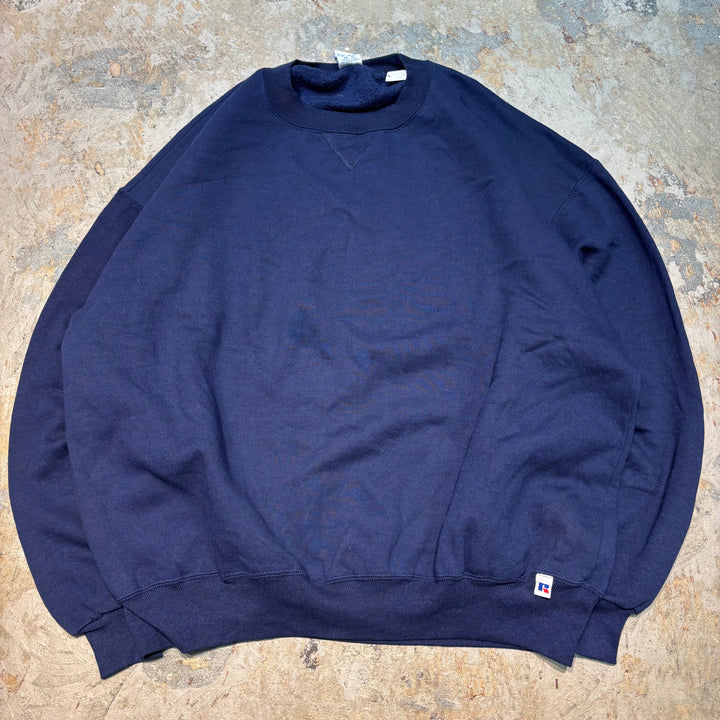 미국 80 년대에서 만든 중고 의류 ~ Russell Athletic/ Russell Athletic/ Blank Crew Neck Weketshirt/ Plain/ Front V Gusset/ Size XXL