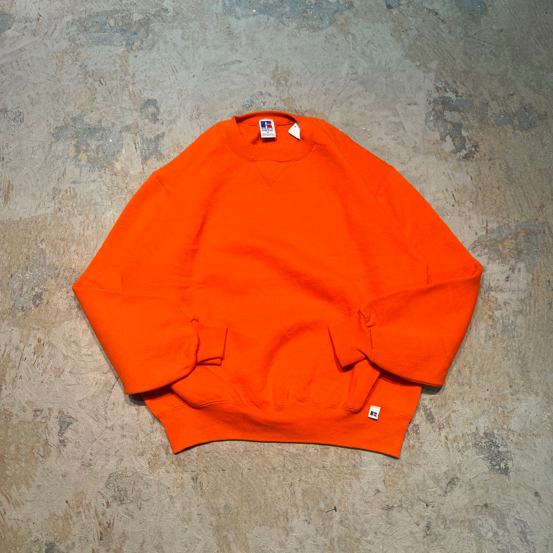 미국 80 년대에서 만든 중고 의류 ~ Russell Athletic/ Russell Athletic/ Blank Crew Neck Sweatshirt/ Plain/ Front V Gusset/ Size M