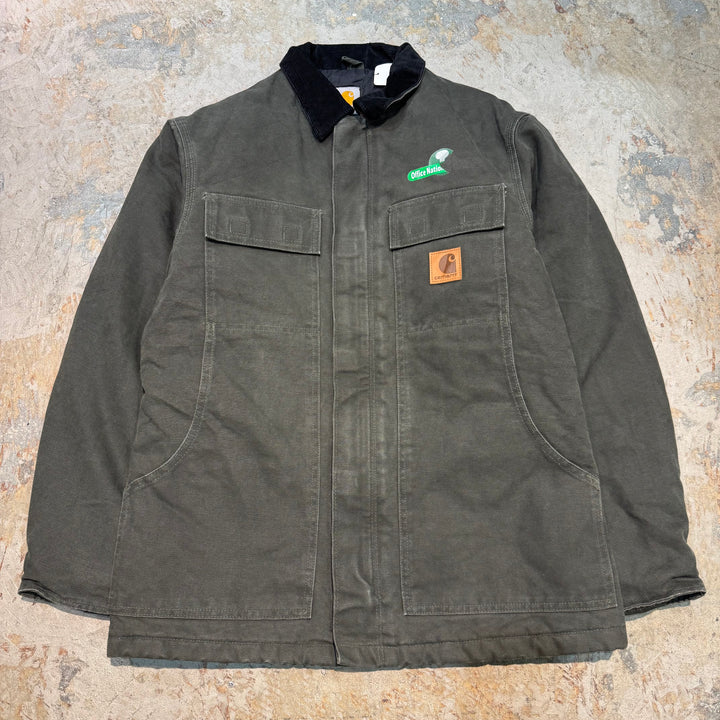 古着 carhartt/ カーハート/ トラディショナルコート/ 裏地キルティング/ 襟コーデュロイ/企業ロゴ/サイズS