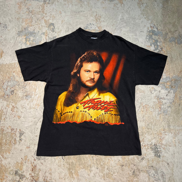古着 USA製 93's ヘインズ/ トラヴィス・トリット / ヴィンテージ シングルステッチ プリントTシャツ/サイズL