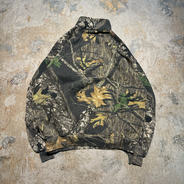 빈티지 저지/유니폼/실제 트리 패턴/하프 지퍼 스웨트 셔츠/크기 2xl