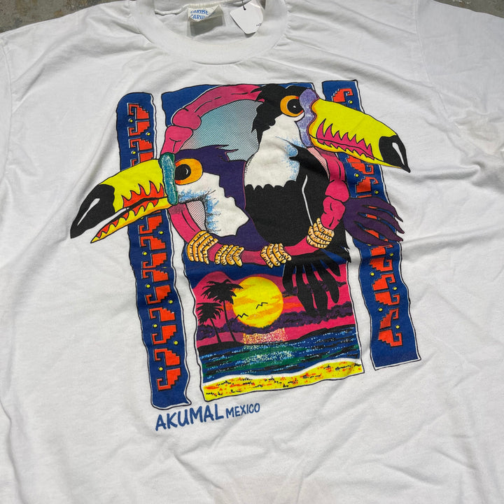 #4846 古着 アクマル メキシコ/リゾート地/Tシャツ/ヴィンテージ/シングルステッチ/サイズXL