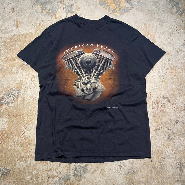 古着 USA製 アメリカンスチール/アイスランド/ライダース/マウイ・ハワイ/バイク/Tシャツ/サイズL