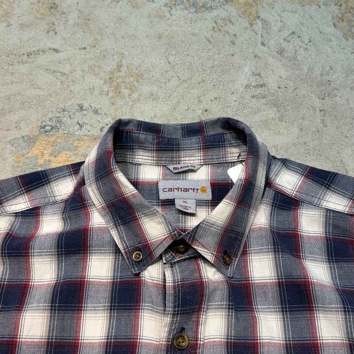 Used clothing carhartt/Carhartt/Button-down short sleeve shirt/Checked pattern/Size XL