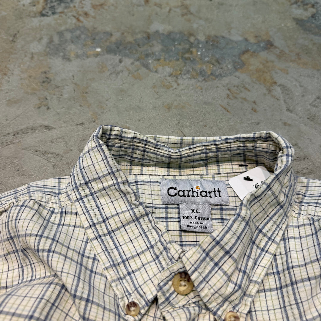 Used clothing carhartt/ Carhartt/ Button-down short sleeve shirt/ Checkered pattern/ Remake/ Size XL