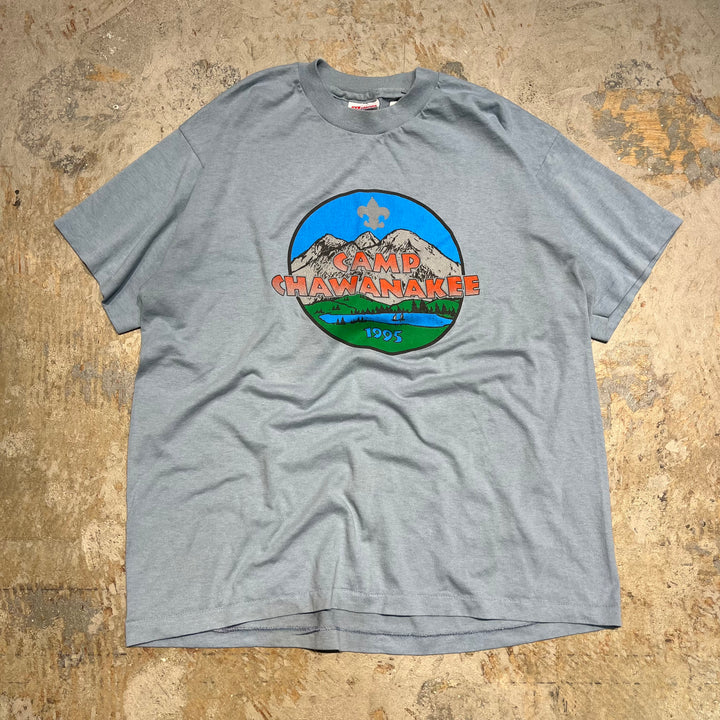 古着 USA製 90's~ ヘインズ/CAMP CHAWANAKEE/キャンプ・チャワナキー 1995/児童キャンプ/シェイバーレイク/企業系/ヴィンテージ シングルステッチ Tシャツ/サイズXL相当