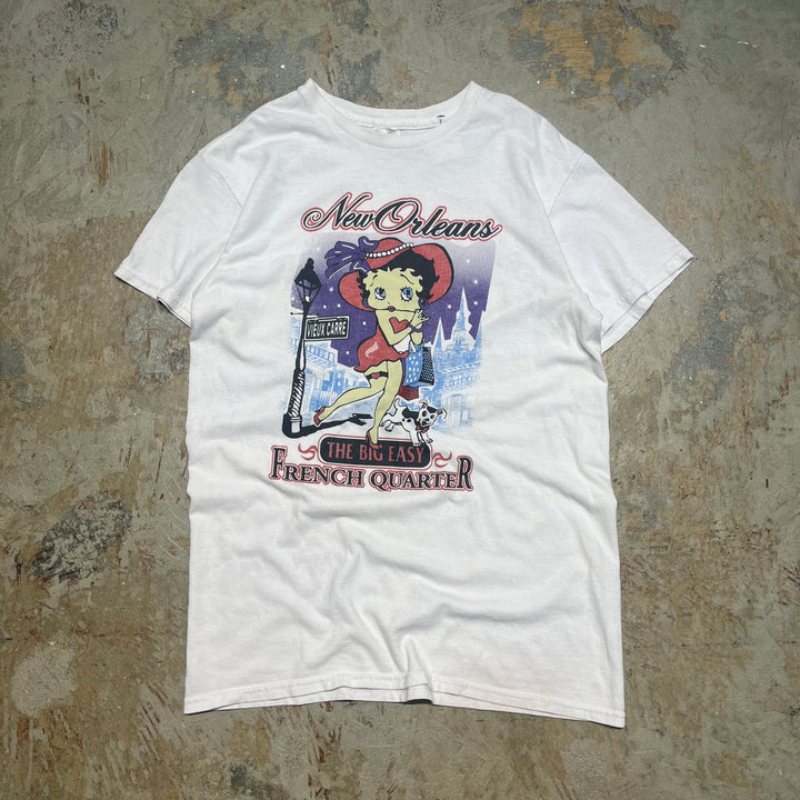 古着 90's ベティ・ブープ/ニューオーリンズ/フレンチクォーター /ヴィンテージ シングルステッチプリントTシャツ/サイズL相当