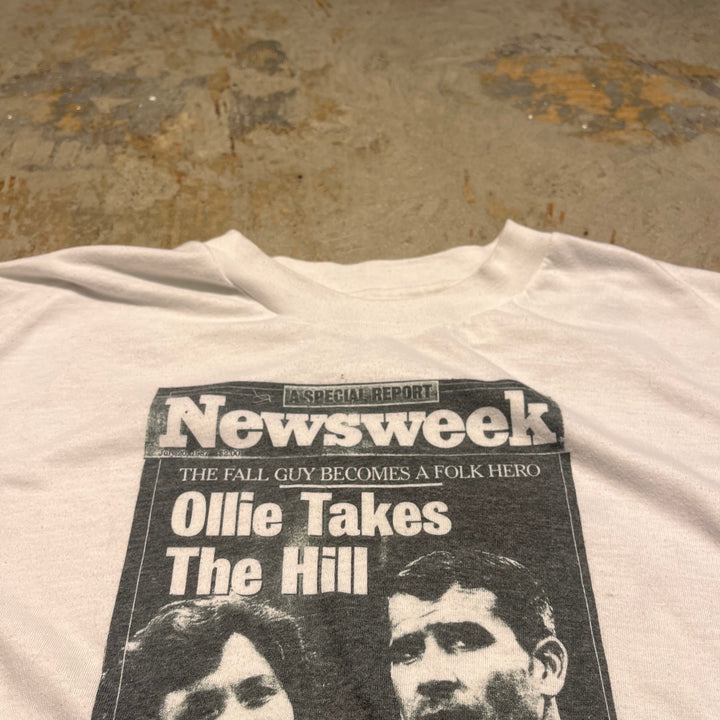 빈티지 뉴스 주간/올리가 힐/빈티지 싱글 스티치 프린트 티셔츠/크기 L 등반