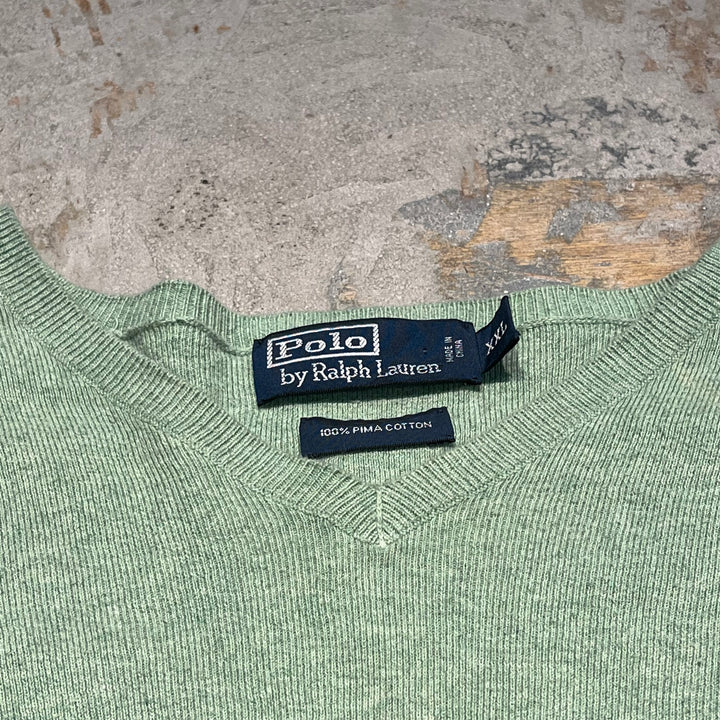 #3695古着/ラルフローレン/POLObyRalphLauren/コットンニット/Cottonknit/Vネック/サイズXXL