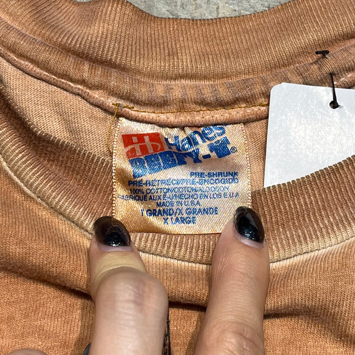 #4673 古着 USA製 90's Hanesヘインズ/ココペリ 精霊/ヴィンテージ シングルステッチ Tシャツ/後染め/サイズXL