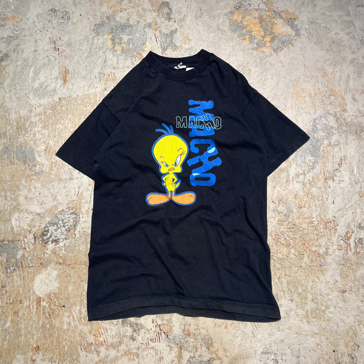 古着 98's ワーナーブラザーズ/ルーニー・テューンズ/トゥイーティー/ヴィンテージ シングルステッチ プリントTシャツ/サイズL相当