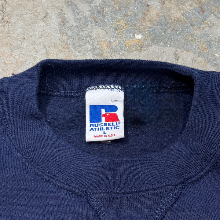 古着 USA製 90's~ RUSSELLATHLETIC/ ラッセル アスレチック/ クルーネックブランクスウェット/ 無地/ Vガゼット/ サイズL