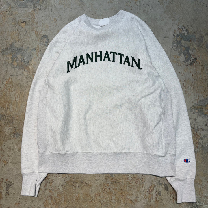 빈티지 00의 챔피언/챔피언/챔피언/리버스 직조/승무원 넥 스웨트 셔츠/맨해튼/단일 컬러 태그/크기 L