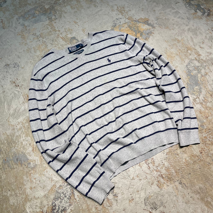 #3686古着/ラルフローレン/POLObyRalphLauren/コットンニット/Cottonknit/Vネック/サイズM
