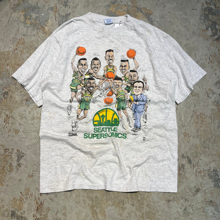 古着 USA製 90's セーラムスポーツウェア/NBA/シアトル・スーパーソニックス/ヴィンテージ シングルステッチ Tシャツ/サイズL相当