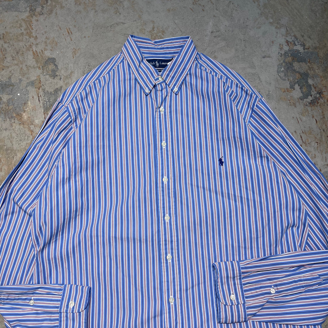 #4391 Used clothing Ralph Lauren/Long Sleeve Button Down Shirt/Stripe/CLASSIC FIT/Size XL