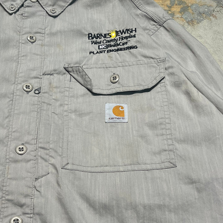 #4367 중고 의류 Carhartt/Long Sleeve Button Down 셔츠/작업 셔츠/작업 셔츠/회사/편안한 착용감/편안한 착용/크기 L