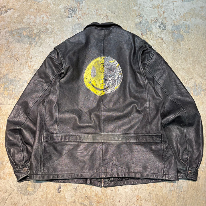 古着 WILSONS LEATHER/ ウィルソンズレザー/ 本革ジップアップレザージャケット/ 牛革/ サイズXL