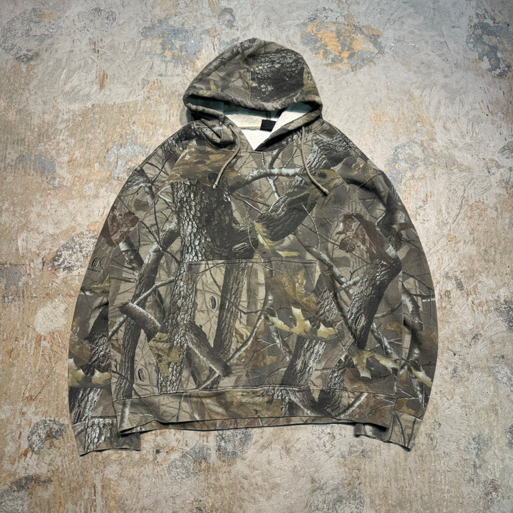 중고 의류 90의 빨간 머리/빨간 머리/실제 트리 패턴/풀오버 까마귀/크기 l