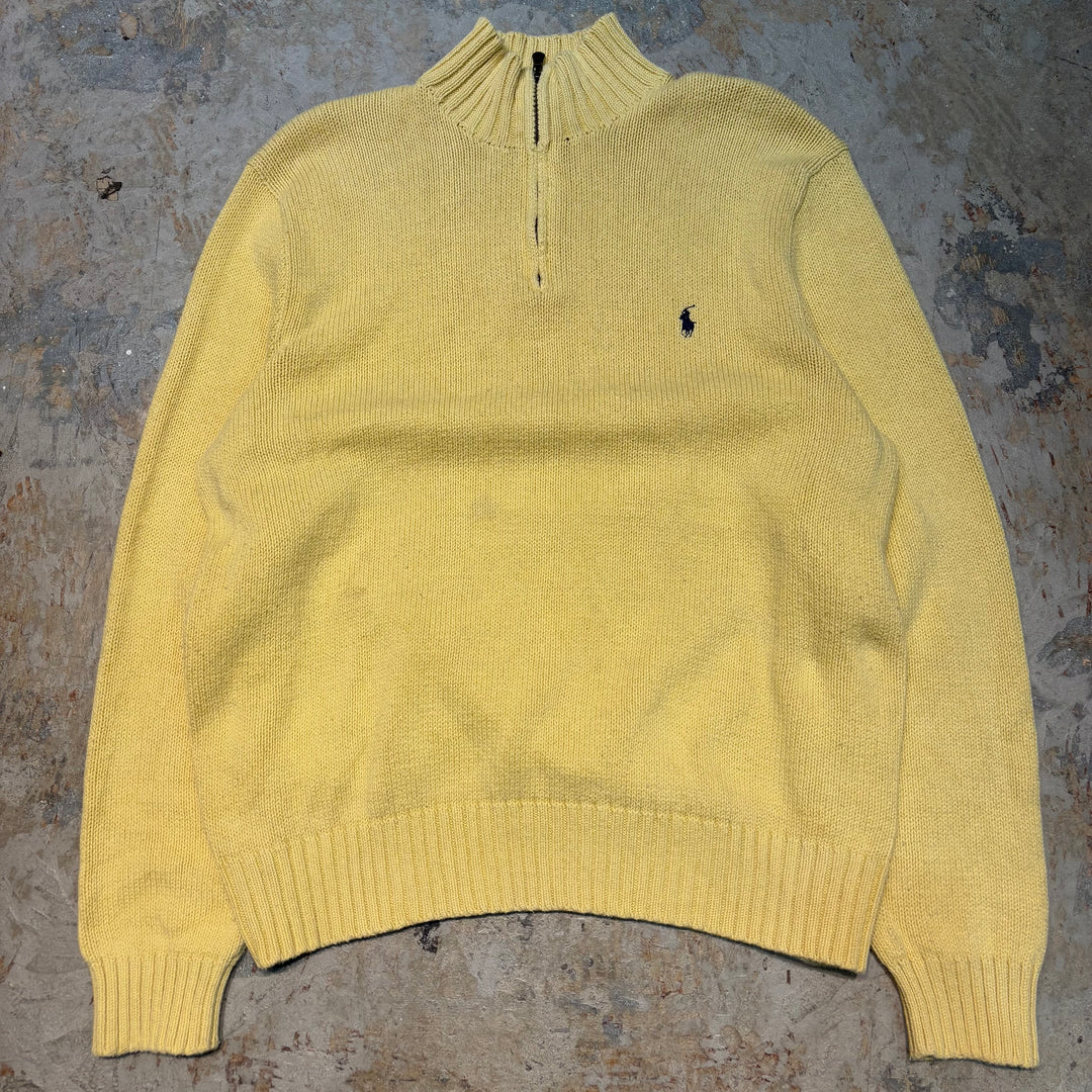 Used clothing 90's ~ POLO by Ralph Lauren/ Polo Ralph Lauren/ Half zip knit sweater/ Size XL