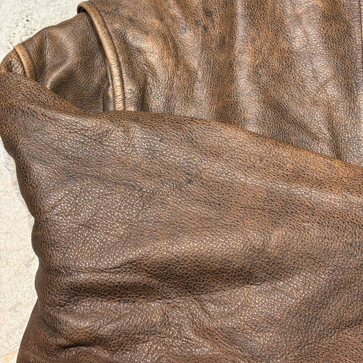 중고 의류 St.John'Sbay/ St. John 's Bay/ Genuine Leather Zip-Up Leather Jacket/ Cowhide/ Size XL