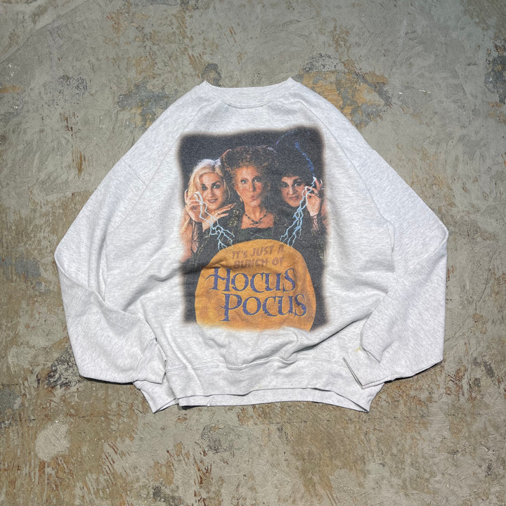 #4129 古着 Hanes/ヘインズ/Crew neck Print Sweat/クルーネックスウェット/Hocus Pocus/サイズL